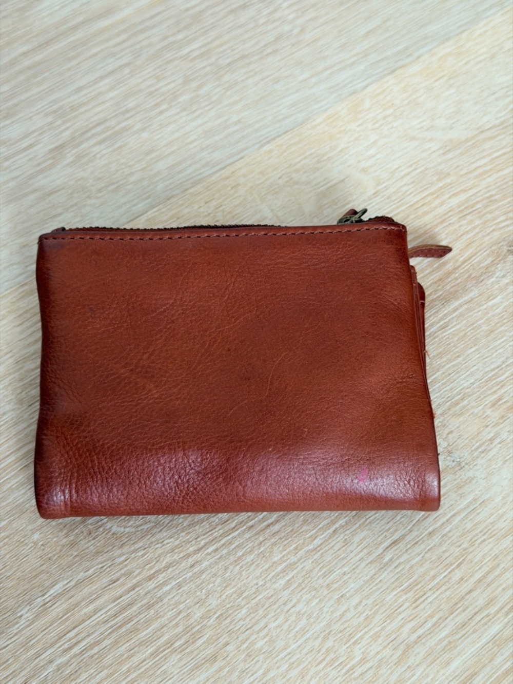 Handcrafted Brown Leather Wallet Cotton Braided Strap Closure Vintage Look Boho - Picture 2 of 8